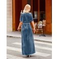 thumbnail image 4 of Women's V Neck Wrap Velvet Maxi Dress Bell Sleeve Split Bridesmaid Cocktail Party Dress, 4 of 8