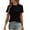 Black, variant on Women Short Sleeve Tops,Workout Embroidered Eyelet Pleated Casual Tops White M