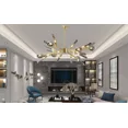 thumbnail image 3 of GMizon Sputnik 24-Light Chandelier Modern Gold Pendant Light Gray Glass Ceiling Fixture, 3 of 12