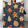 thumbnail image 2 of Christmas Gingerbread Throw Blanket Soft Warm Ball Purple Lightweight Flannel Plush Fuzzy Blankets Gift for Women Kids Boys Teens 50X60 in, 2 of 6