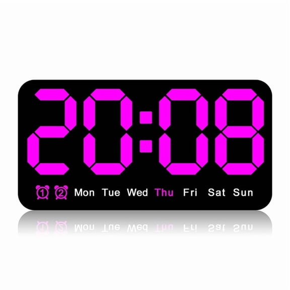 Large Digital Wall Clock,9.5 Inch,Led Alarm Clock with Big Digits,,for Living Room Bedrooms Classroom Decor Purple
