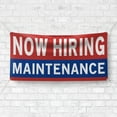 thumbnail image 4 of Now Hiring Maintenance 13 oz Heavy Duty Vinyl Banner Handyman Jobs Available Help Wanted Sign for Business Advertising Indoor/Outdoor Single-Sided with Metal Grommets (4x8 ft, Re & Wh & Bl), 4 of 6