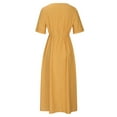 thumbnail image 5 of Itsame Women Summer Dress Pocket Solid Color Round Neck Cotton Thin Dress Yellow Size L, 5 of 6