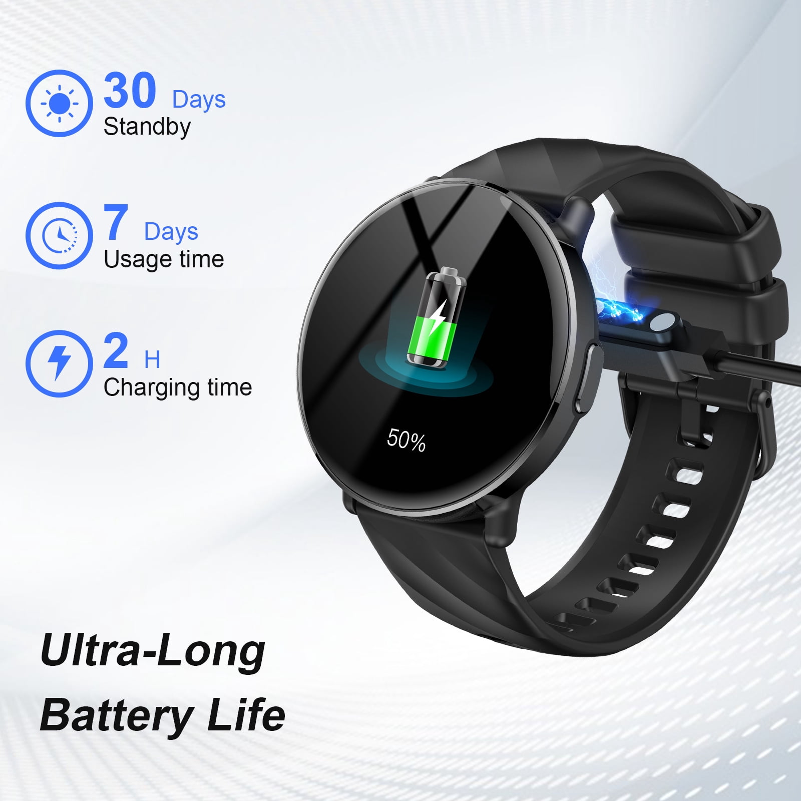AI Smart Watch for Men Android iphone, 1.39" Touchsreen Fitness Tracker with Bluetooth Call, 110+ Sport Modes, IP68 Waterproof, Gift Idea, Black
