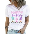 thumbnail image 1 of Pompotops T-Shirts Col Rond pour Femmes Imprimé Lapin de Pâques Manches Courtes Blouse, 1 of 9