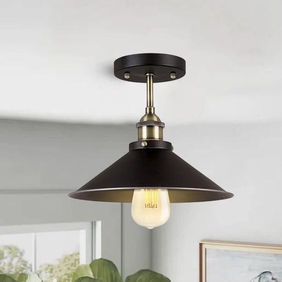 Meomi Lighting 8.5” Modern Black Pendant Light – E26 Base, Ceiling Mounted, ETL Listed Industrial and Home Hanging Light Fixture for Kitchen, Dining, Bedroom, Black