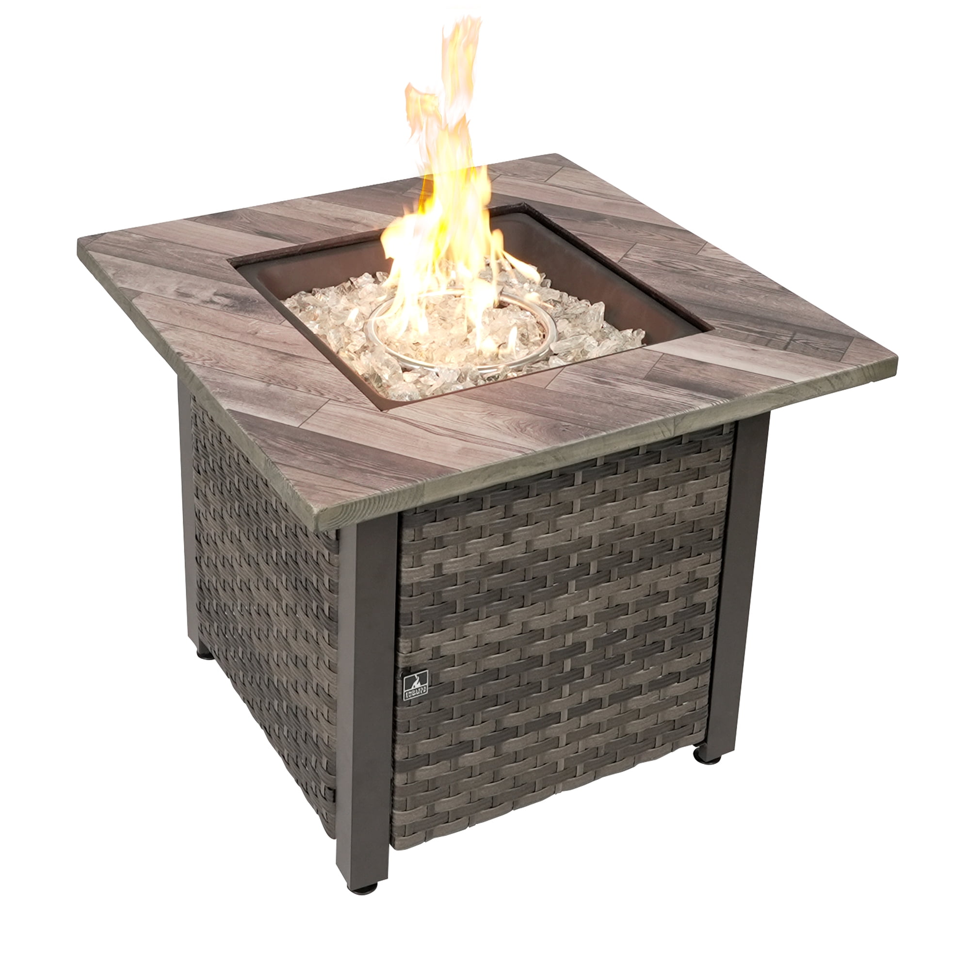 East Oak 50,000 BTU Gas Fire Table – 28-inch Brown Patio Heater