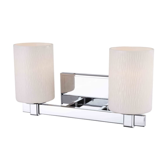 Woodbridge Lighting Salina 2-Light Steel and Glass Bath Light in Satin Nickel