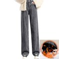 thumbnail image 4 of Women's Winter Casual Straight Pants with Plus Fleece - Jeans Style Warm Pants for Outdoor Activities and Seasonal Wear,Gray,XS, 4 of 7