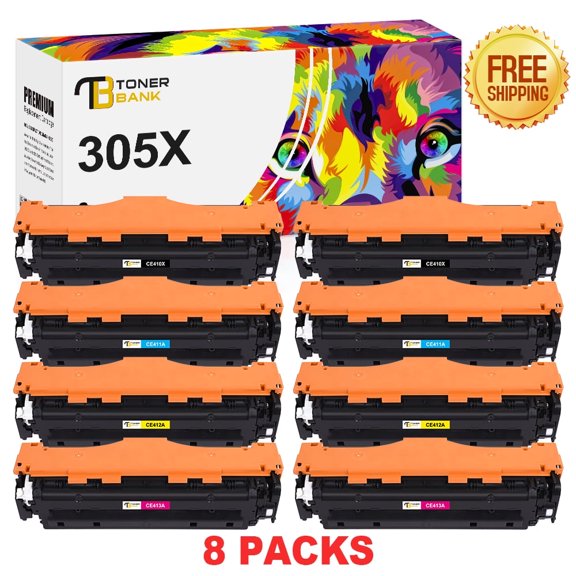 Toner Bank 8-Pack Compatible Toner Cartridge Replacement for HP CE410X LaserJet Pro 400 Color M451dw M451dn 451nw M475dn Pro 300 Color MFP M375nw M351 2BK 2C 2M 2Y