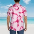 thumbnail image 4 of Zufioo Breast Cancer Ribbons Awareness Hawaiian Shirt for Men,Beach Shirts Tropical Vacation Shirts,Sleeve Casual Button Down Shirt with Pocket for Travel,Beach,Party,daily,3X-Large, 4 of 7