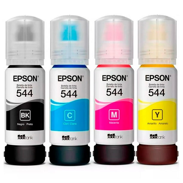Kit 4 Botellas Tinta EPSON T544 Color L1210 L1250 L3210 L3250 L3260 L5290 L5590 T544-ACMN negro