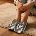 thumbnail image 5 of FUIALDOLG Tribal Wolf Print House Slippers for Women Comfortable Non-slip Indoor Slippers Closed Toe Soft Bedroom Shoes, Size 12-13, 5 of 7