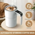 thumbnail image 4 of Electric Coffee Mug with a Built-in LCD Thermometer, 380ML/13OZ Rechargeable Self Stirring Mug with Lid and Temp Display, 304 Stainless Steel Perfect for Brewing Coffee Milk Cocoa (White), 4 of 6