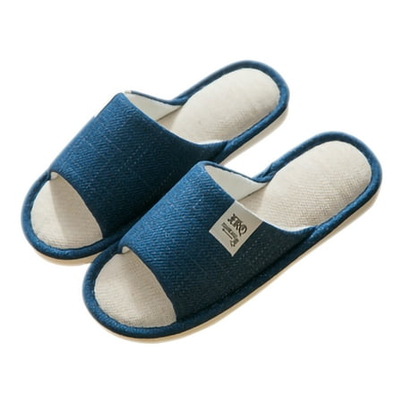 

Womens Home Slippers Cotton and Linen Casual Indoor Outdoor Open-Toe Shoes Blue 11