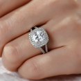 thumbnail image 2 of HeartsAndYou 3.5ct Cushion Cut Moissanite Split Shank Engagement Halo Ring 18k White Gold over Silver, 2 of 9