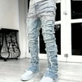 thumbnail image 2 of SGFCWSX Boys Stacked Jeans, Teens Skinny Denim Pants Ripped Slim Fit Y2K Trouser Light Blue Size 12-13Years, 2 of 6