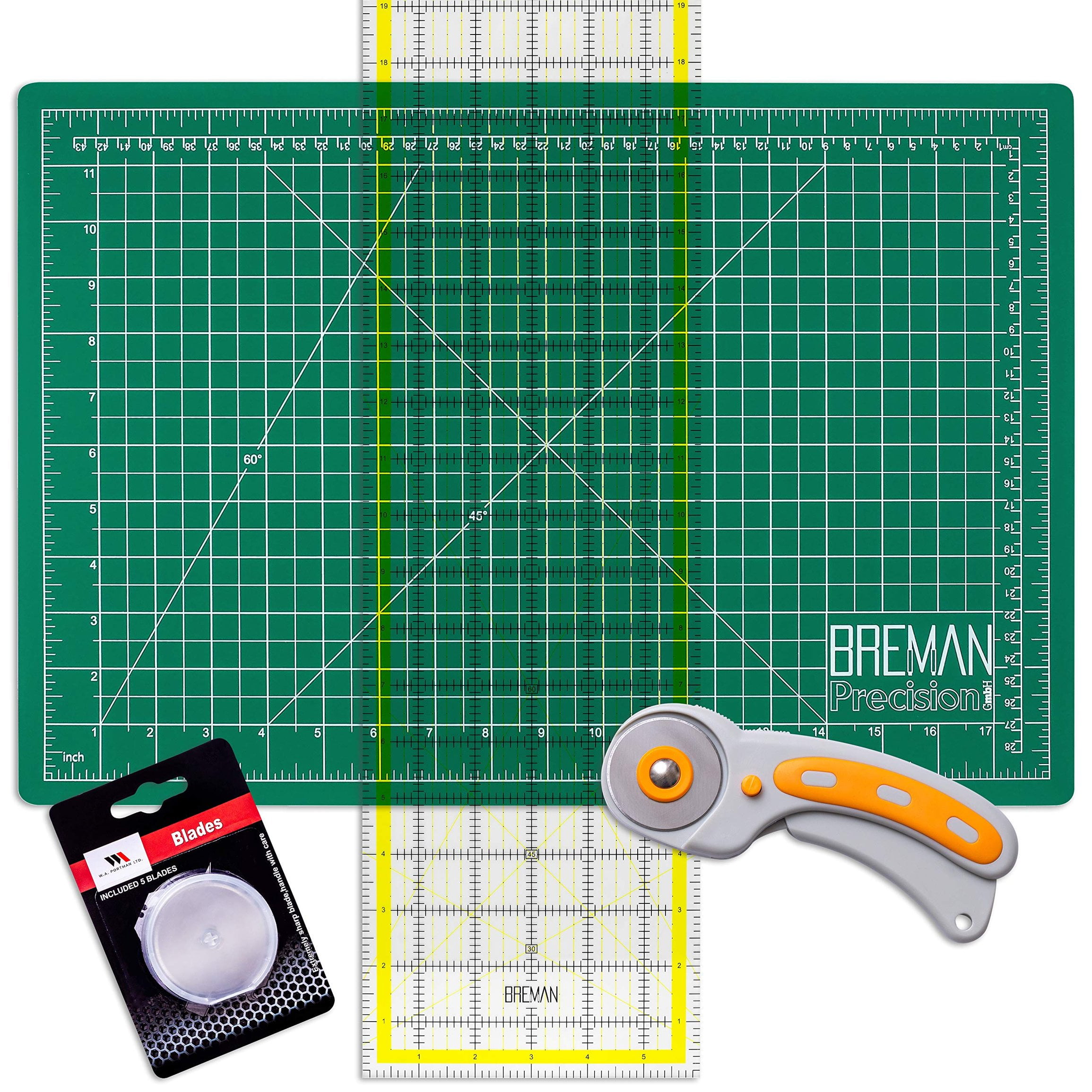 WA Portman Rotary Cutter Quilting Set 12x18 Inch Self Healing Cutting