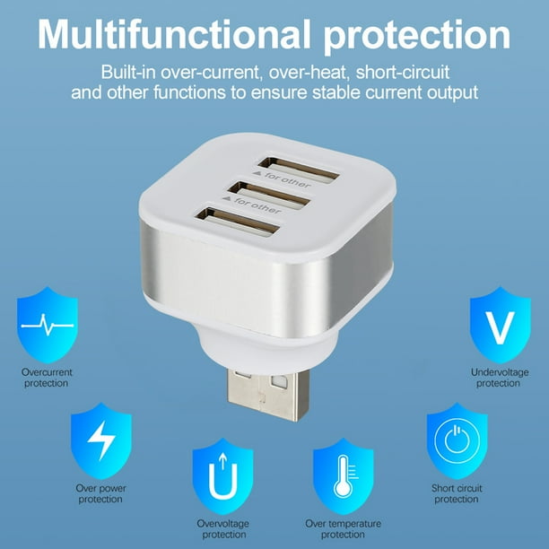USB Hub USB Port Splitter with LED Light USB 2.0 3 Port hub for