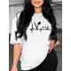 thumbnail image 1 of [Short Sleeve Crew Neck Top] Leaf Print T-shirt, Short Sleeve Crew Neck Casual Top For Summer & Spring, Women's Clothing, 1 of 6