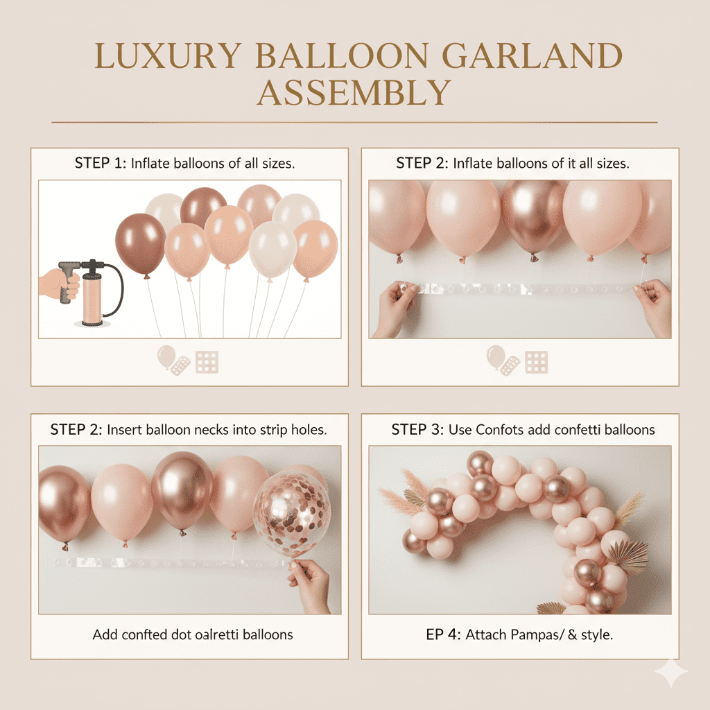 156pcs Rose Gold Balloon Garland Arch Kit for Baby Shower, Wedding, Birthday, Party Decorations