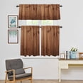 thumbnail image 4 of Kitchen Window Curtains Valance and Tier Set, Farmhouse Vintage Brown Wood Board Rod Pocket Tier Curtain Valance Set, Farm Wooden Texture Light Filtering Cafe Curtains for Bedroom Living Room, 4 of 9