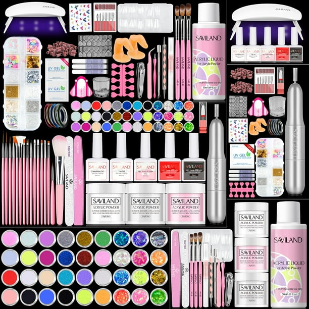 Kit de uñas acrílicas SAVILAND con taladro para principiantes con accesorios
