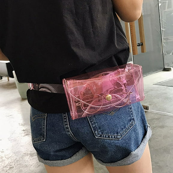 GOOHOCHY 1Set Waterproof Belt Bag Transparent PVC Fanny Pack for Unisex Sports and Travel