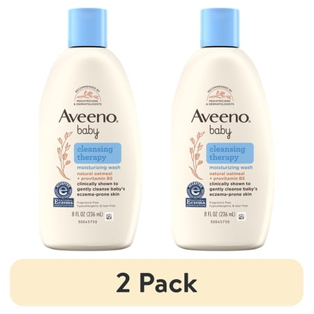 (2 pack) Aveeno Infant Baby Cleansing Therapy Moisturizing Bath Body Wash, Oatmeal, 8 fl oz