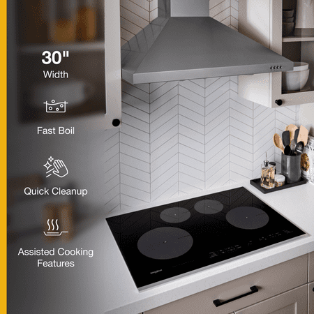 Whirlpool - 30" Built-In Electric Induction Cooktop with 4 Elements with Quick Cleanup - Stainless Steel