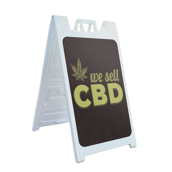 We Sell CDB 24" x 36" Double Sided A-Frame Sidewalk Sign, Includes 2 Plastic Inserts | Foldable Portable White Signicade Sandwich Board Signs