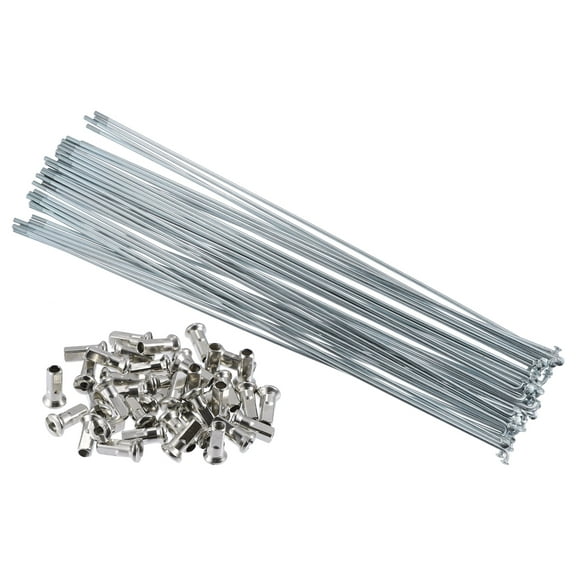 Unique Bargains 40 Pcs Bicycle Carbon Steel Spokes 12G Bike Spoke 306mm Length with Nipples for Most Bicycle Silver Tone