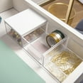 thumbnail image 3 of Martha Stewart Brody Clear Plastic Storage Organizer Bins with White Engineered Wood Lid for Home Office, Kitchen, or Bathroom, 3 Pack Small, 3.75" x 3", 3 of 10