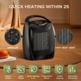 thumbnail image 3 of Electactic Compact 1500W/750W Space Heater with Thermostat - ETL Certified Ceramic Portable Heater Fan, Ideal for Home/Dorm/Office/Kitchen, Black, 3 of 7