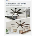 thumbnail image 3 of Zardon 72 inch Large Ceiling Fan with Light and Remote, Modern Ceiling Fan with 8 Reversible Blades, 6 Speed, for Indoor Outdoor, Black, 3 of 9