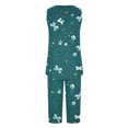 thumbnail image 6 of hxobax 2 Piece Women Lounge Sets - Sleeveless Tank Tops and Capri Pants Pajamas Set Matching Sets Summer Soft Loungewear Floral Sleepwear Pjs Sets Nightwear Cropped Trousers Set,#09_Green,Medium, 6 of 6