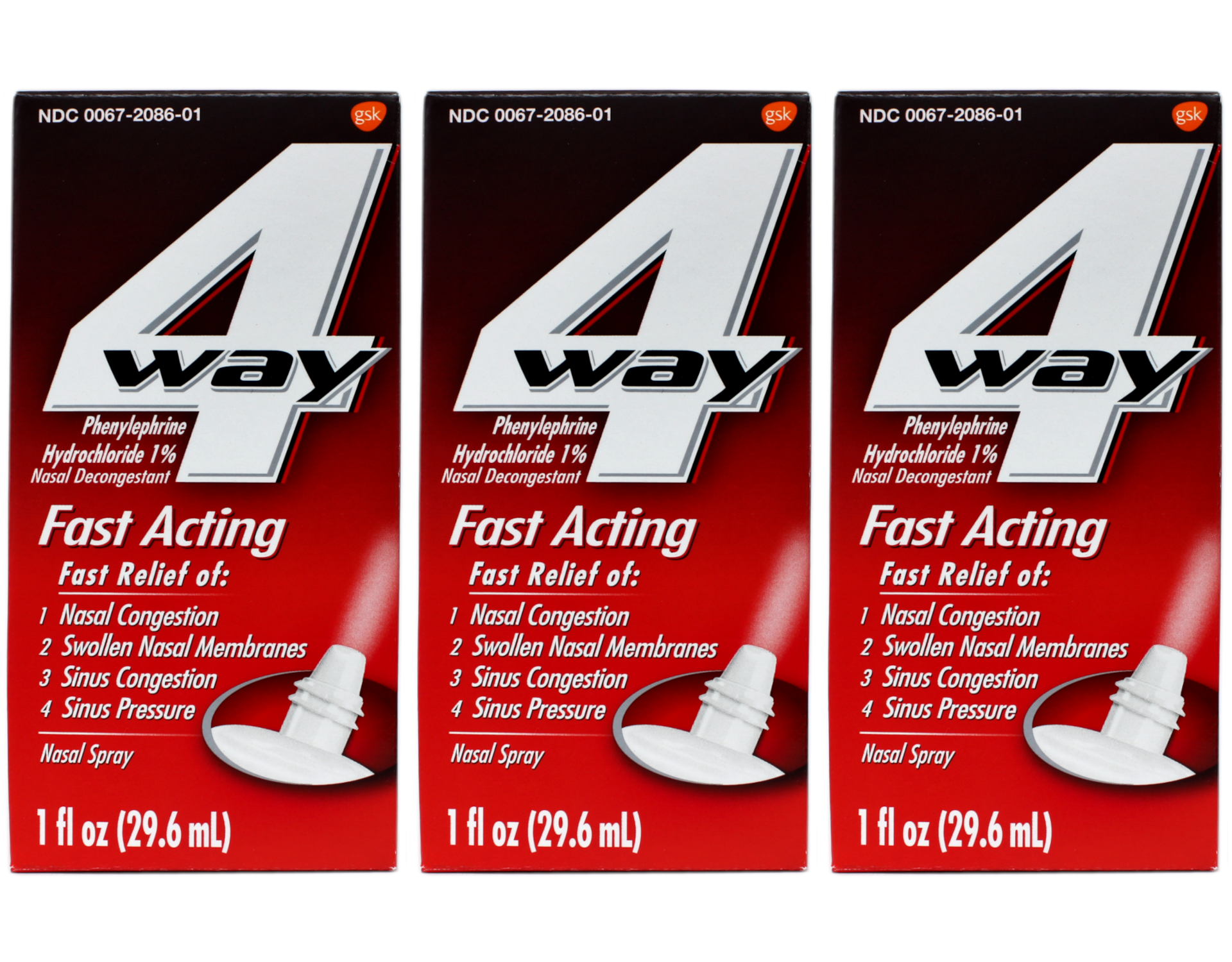 4-Way Fast Acting Nasal Spray 1 oz (Pack of 3)