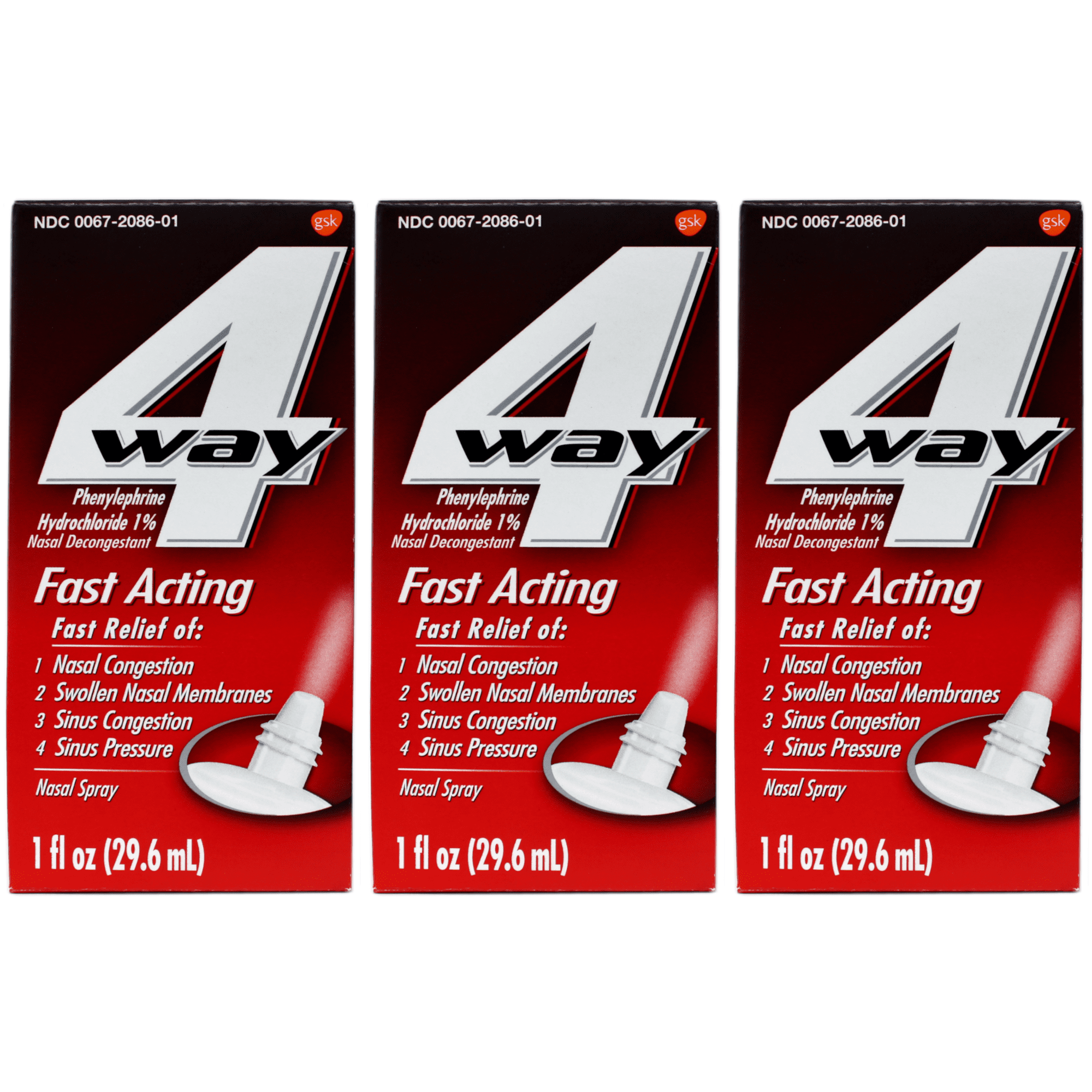 4-Way Fast Acting Nasal Spray 1 oz (Pack of 3)