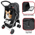 thumbnail image 3 of Carriola para Mascotas Cochecito para Perros y Gatos Pequeños - Medianos Plegable Cesta de Almacenamiento Ruedas con Freno - Negro, 3 of 7