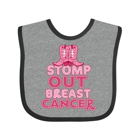 

Inktastic Stomp out Breast Cancer with Pink Cowgirl Boots Boys or Girls Baby Bib