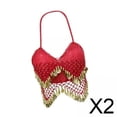 thumbnail image 1 of 2xTop Corto De Lentejuelas Traje De Danza Del Vientre Sujetador Tops Para Actuación En Discoteca Adulto Rojo, 1 of 8