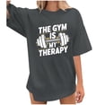 thumbnail image 2 of Xmyrz T Shirts For Women Brief Style Leisure Letter Print Versatile Vacation Casual Tops Going Out Tops Blouses Tees, 2 of 4