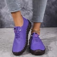 thumbnail image 2 of YLYL Women's Leather Flat Bottom Loafers Slip-on Round Toe Non-Slip Breathable Walking Shoes, 2 of 7