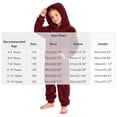 thumbnail image 3 of Cethrio Girls Fleece One-piece Pajamas, Hooded Long Sleeve Warm Full Zip Winter Loungewear Jumpsuit Size 9-10 Years Wine, 3 of 5