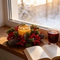 thumbnail image 6 of ICQOVD Christmas Candle Ring Wreath Artificial Flower Centerpiece for Dining Table Wedding Party Home Holiday Decoration 7.87*7.87*3.15IN, 6 of 7