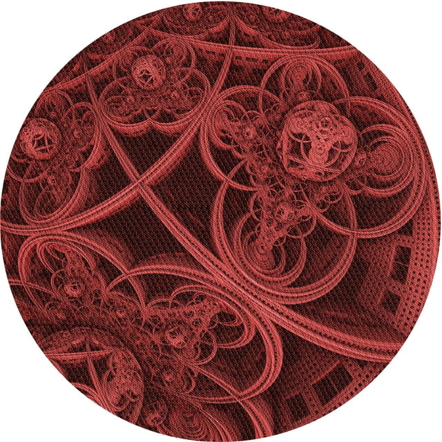 Ahgly Company Tapis Rond Lavable en Machine Intérieur Transitionnel Rouge Bordeaux, 6 Pieds Rond