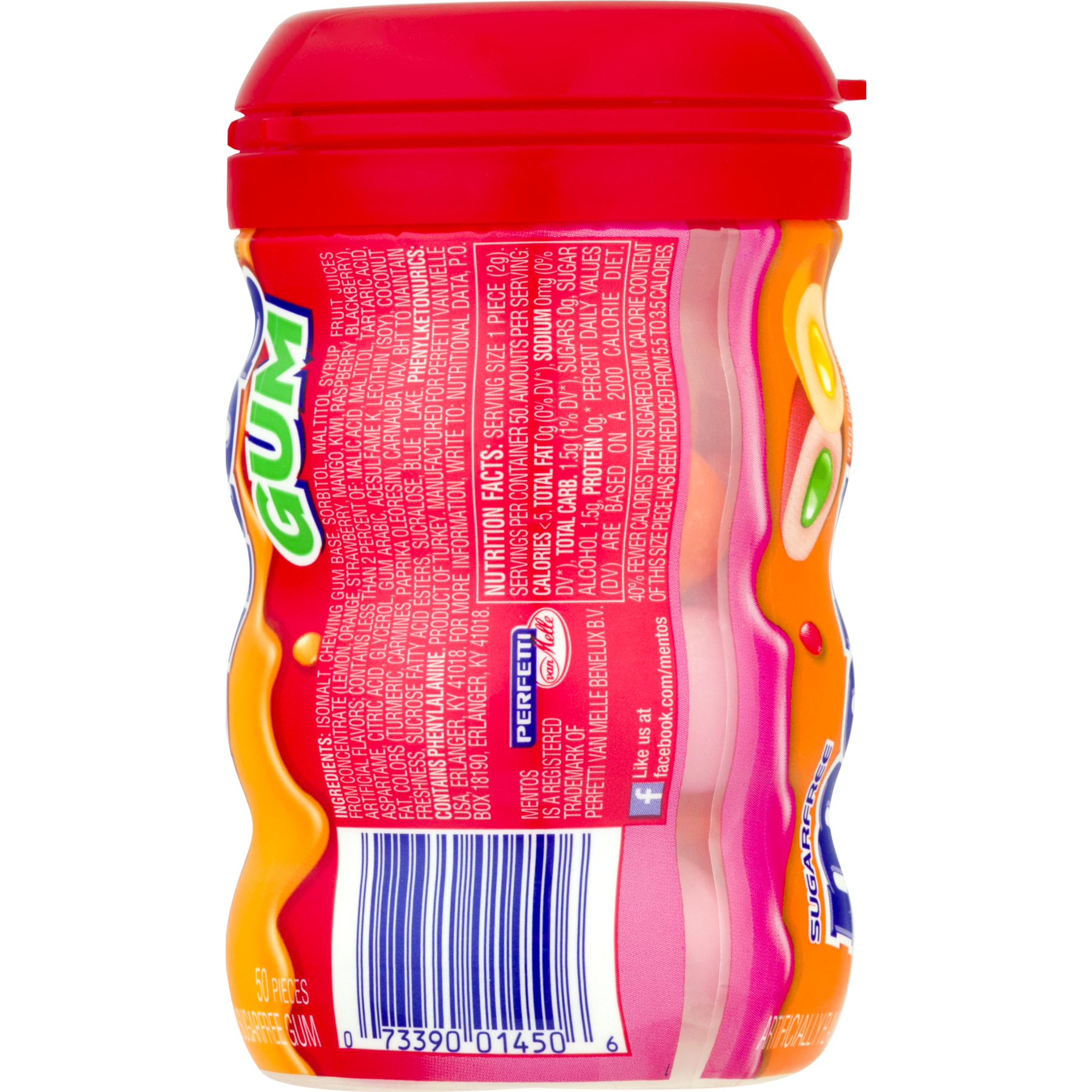 Mentos Gum Sugar-Free Tropical Red Fruit Lime Chewing Gum, 50 Regular Size Pieces, Bottle - image 6 of 9