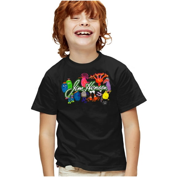 Jim Henson Sketch Collage Kids T Shirt for Youth Boys and Girls, Black, X-Large