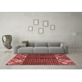 thumbnail image 3 of Ahgly Company Machine Washable Indoor Round Abstract Red Modern Area Rugs, 8' Round, 3 of 4