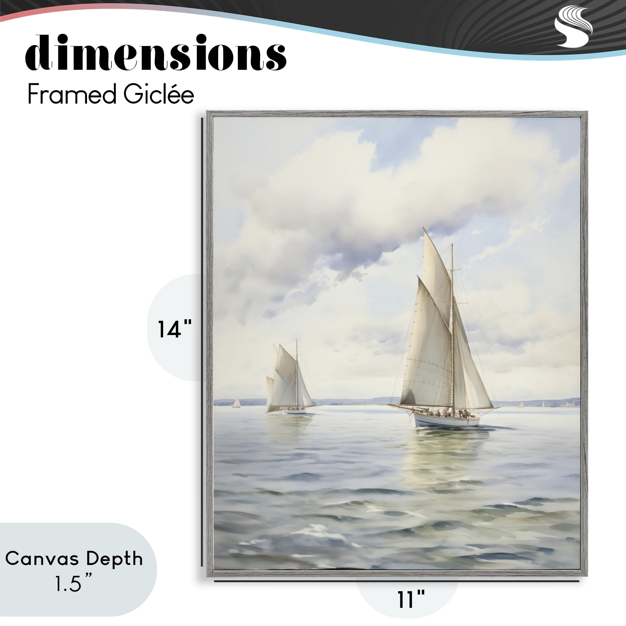 Stupell Industries Sailing Toward a Tranquil Horizon Gray Framed Giclee Art, design by LSR Design Studio